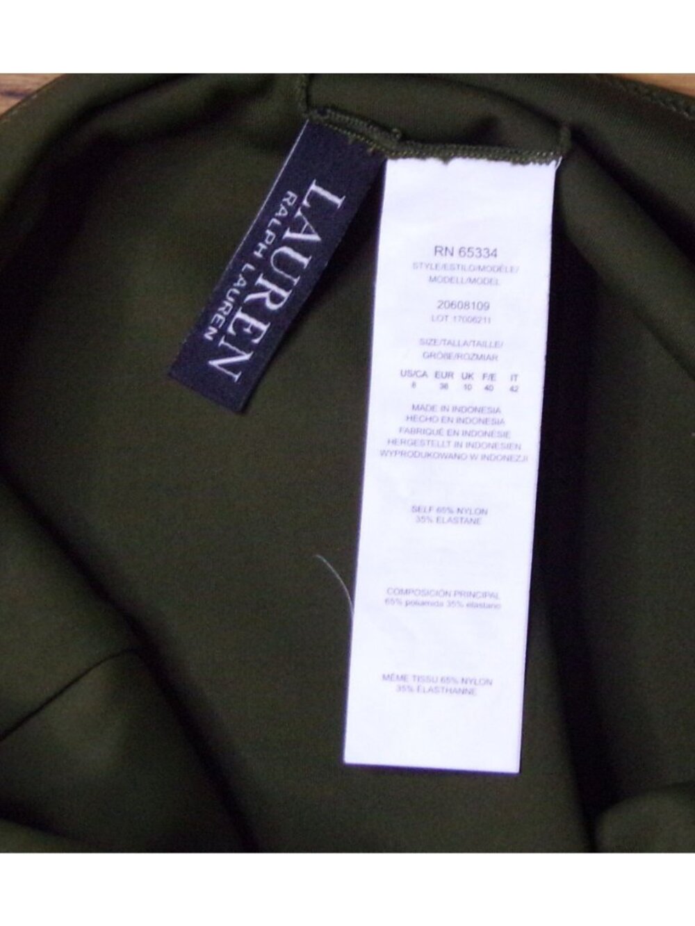 🆕RALPH LAUREN Modern V-Neck Classic One Piece Swimsuit Olive Green 8 - Picture 7 of 7